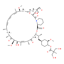 ChemSpider 2D Image | (1R,2R,4S)-4-{(2R)-2-[(8S,11S,14R,15Z,17R,18R,20R,22S,23Z,25Z,27Z,29S,31S,34R)-1,17-Dihydroxy-18,29-dimethoxy-14,16,20,22,28,34-hexamethyl-2,9,13,19,35-pentaoxo-10,36-dioxa-3-azatricyclo[29.4.1.0~3,8~
]hexatriaconta-15,23,25,27-tetraen-11-yl]propyl}-2-methoxycyclohexyl 3-hydroxy-2-(hydroxymethyl)-2-methylpropanoate | C56H87NO16