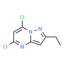 ChemSpider 2D Image | 5,7-Dichloro-2-ethylpyrazolo[1,5-a]pyrimidine | C8H7Cl2N3