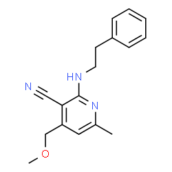 ChemSpider 2D Image | 4-(Methoxymethyl)-6-methyl-2-[(2-phenylethyl)amino]nicotinonitrile | C17H19N3O