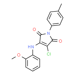 ChemSpider 2D Image | 3-Chloro-4-[(2-methoxyphenyl)amino]-1-(4-methylphenyl)-1H-pyrrole-2,5-dione | C18H15ClN2O3