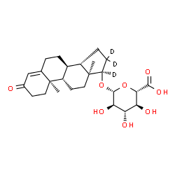 ChemSpider 2D Image | (17alpha)-3-Oxo(16,16,17-~2~H_3_)androst-4-en-17-yl beta-D-glucopyranosiduronic acid | C25H33D3O8