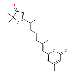 ChemSpider 2D Image | (6S)-6-[(1E)-6-(5,5-Dimethyl-4-oxo-4,5-dihydro-2-furanyl)-2-methyl-1-hepten-1-yl]-4-methyl-5,6-dihydro-2H-pyran-2-one | C20H28O4