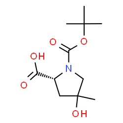 ChemSpider 2D Image | 4-Hydroxy-4-methyl-1-{[(2-methyl-2-propanyl)oxy]carbonyl}-D-proline | C11H19NO5