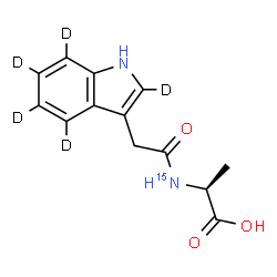 ChemSpider 2D Image | N-[(2,4,5,6,7-~2~H_5_)-1H-Indol-3-ylacetyl]-L-(~15~N)alanine | C13H9D5N15NO3
