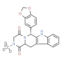 ChemSpider 2D Image | (6R)-6-(1,3-Benzodioxol-5-yl)-2-(~13~C,~2~H_3_)methyl-2,3,6,7,12,12a-hexahydropyrazino[1',2':1,6]pyrido[3,4-b]indole-1,4-dione | C2113CH16D3N3O4