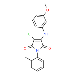 ChemSpider 2D Image | 3-Chloro-4-[(3-methoxyphenyl)amino]-1-(2-methylphenyl)-1H-pyrrole-2,5-dione | C18H15ClN2O3