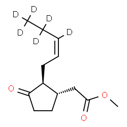 ChemSpider 2D Image | Methyl {(1S,2S)-3-oxo-2-[(2Z)-(3,4,4,5,5,5-~2~H_6_)-2-penten-1-yl]cyclopentyl}acetate | C13H14D6O3