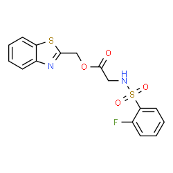 ChemSpider 2D Image | 1,3-Benzothiazol-2-ylmethyl N-[(2-fluorophenyl)sulfonyl]glycinate | C16H13FN2O4S2