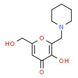 ChemSpider 2D Image | 3-Hydroxy-6-(hydroxymethyl)-2-(1-piperidinylmethyl)-4H-pyran-4-one | C12H17NO4