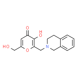 ChemSpider 2D Image | 2-(3,4-Dihydro-2(1H)-isoquinolinylmethyl)-3-hydroxy-6-(hydroxymethyl)-4H-pyran-4-one | C16H17NO4