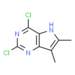 ChemSpider 2D Image | 2,4-Dichloro-6,7-dimethyl-5H-pyrrolo[3,2-d]pyrimidine | C8H7Cl2N3