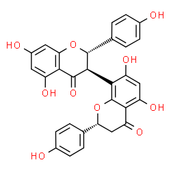 ChemSpider 2D Image | (2S,2'R,3R)-5,5',7,7'-Tetrahydroxy-2,2'-bis(4-hydroxyphenyl)-2,2',3,3'-tetrahydro-4H,4'H-3,8'-bichromene-4,4'-dione | C30H22O10