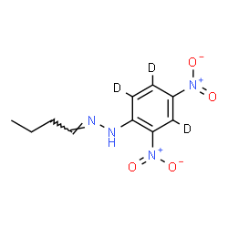 ChemSpider 2D Image | (1E)-1-Butylidene-2-[2,4-dinitro(~2~H_3_)phenyl]hydrazine | C10H9D3N4O4