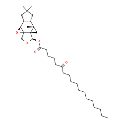 ChemSpider 2D Image | (1aS,4R,4aS,5aS,5bS,8aR,8bS)-5a,7,7-Trimethyloctahydrocyclopropa[4,5]oxireno[6,7]indeno[5,6-c]furan-4-yl 6-oxooctadecanoate | C33H54O5