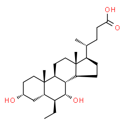 ChemSpider 2D Image | (3alpha,5beta,6beta,7alpha)-6-Ethyl-3,7-dihydroxycholan-24-oic acid | C26H44O4