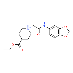 ChemSpider 2D Image | 1-[2-(1,3-Benzodioxol-5-ylamino)-2-oxoethyl]-4-(ethoxycarbonyl)piperidinium | C17H23N2O5