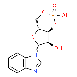 ChemSpider 2D Image | (4aR,6R,7R,7aS)-6-(1H-Benzimidazol-1-yl)tetrahydro-4H-furo[3,2-d][1,3,2]dioxaphosphinine-2,7-diol 2-oxide | C12H13N2O6P