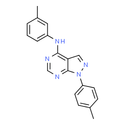 ChemSpider 2D Image | N-(3-Methylphenyl)-1-(4-methylphenyl)-1H-pyrazolo[3,4-d]pyrimidin-4-amine | C19H17N5