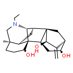 ChemSpider 2D Image | (1R,2R,4R,5R,7R,8R,9R,10R,13R,17R)-11-Ethyl-13-methyl-6-methylene-11-azahexacyclo[7.7.2.1~5,8~.0~1,10~.0~2,8~.0~13,17~]nonadecane-4,7,16-triol | C22H33NO3