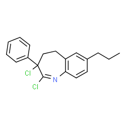 ChemSpider 2D Image | 2,3-Dichloro-3-phenyl-7-propyl-4,5-dihydro-3H-1-benzazepine | C19H19Cl2N