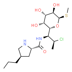 ChemSpider 2D Image | Methyl (5R)-5-[(1S,2S)-2-chloro-1-{[(4R)-4-propyl-L-prolyl]amino}propyl]-1-thio-beta-L-arabinopyranoside | C17H31ClN2O5S