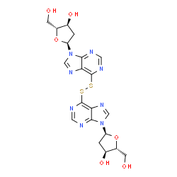 ChemSpider 2D Image | (2R,3S,5S)-5-[6-[[9-[(2S,4S,5R)-4-hydroxy-5-(hydroxymethyl)tetrahydrofuran-2-yl]purin-6-yl]disulfanyl]purin-9-yl]-2-(hydroxymethyl)tetrahydrofuran-3-ol | C20H22N8O6S2