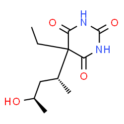 ChemSpider 2D Image | 5-Ethyl-5-[(2R,4R)-4-hydroxy-2-pentanyl]-2,4,6(1H,3H,5H)-pyrimidinetrione | C11H18N2O4