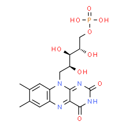 ChemSpider 2D Image | 1-Deoxy-1-(7,8-dimethyl-2,4-dioxo-3,4-dihydrobenzo[g]pteridin-10(2H)-yl)-5-O-phosphono-L-arabinitol | C17H21N4O9P