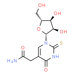 ChemSpider 2D Image | 5-(2-Amino-2-oxoethyl)-1-(beta-D-ribofuranosyl)-2-thioxo-2,3-dihydro-4(1H)-pyrimidinone | C11H15N3O6S