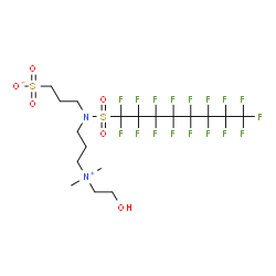 ChemSpider 2D Image | 3-([(Heptadecafluorooctyl)sulfonyl]{3-[(2-hydroxyethyl)(dimethyl)ammonio]propyl}amino)-1-propanesulfonate | C18H23F17N2O6S2