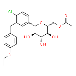 ChemSpider 2D Image | (1S)-6-O-Acetyl-1,5-anhydro-1-[4-chloro-3-(4-ethoxybenzyl)phenyl]-D-glucitol | C23H27ClO7
