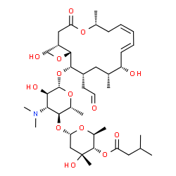 ChemSpider 2D Image | (2S,3S,4R,6S)-6-{[(2R,3S,4R,5R,6S)-6-{[(4R,5R,6S,7R,9R,10R,11E,13Z,16R)-4,10-Dihydroxy-5-methoxy-9,16-dimethyl-2-oxo-7-(2-oxoethyl)oxacyclohexadeca-11,13-dien-6-yl]oxy}-4-(dimethylamino)-5-hydroxy-2-m
ethyltetrahydro-2H-pyran-3-yl]oxy}-4-hydroxy-2,4-dimethyltetrahydro-2H-pyran-3-yl 3-methylbutanoate (non-preferred name) | C40H67NO14