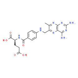 ChemSpider 2D Image | N-(4-{[(2,4-Diamino-7-methyl-6-pteridinyl)methyl]amino}benzoyl)-L-glutamic acid | C20H22N8O5