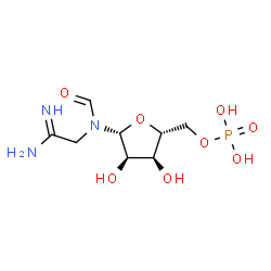 ChemSpider 2D Image | N-(2-Amino-2-iminoethyl)-N-(5-O-phosphono-Î²-D-ribofuranosyl)formamide | C8H16N3O8P