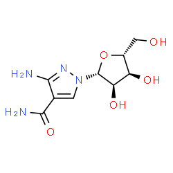 ChemSpider 2D Image | 3-Amino-1-(beta-D-ribofuranosyl)-1H-pyrazole-4-carboxamide | C9H14N4O5