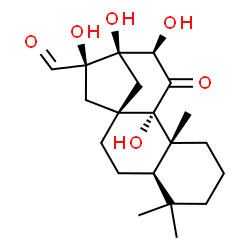 ChemSpider 2D Image | (5beta,8alpha,9beta,10alpha,12alpha,13alpha,16beta)-9,12,13,16-Tetrahydroxy-11-oxokauran-17-al | C20H30O6