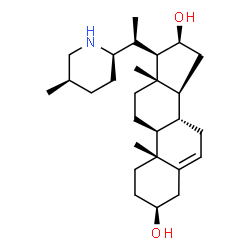 ChemSpider 2D Image | (3beta,16beta)-20-[(2R,5R)-5-Methyl-2-piperidinyl]pregn-5-ene-3,16-diol | C27H45NO2