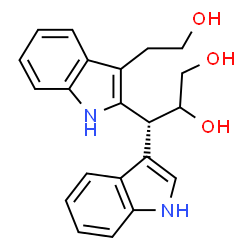 ChemSpider 2D Image | (3R)-3-[3-(2-Hydroxyethyl)-1H-indol-2-yl]-3-(1H-indol-3-yl)-1,2-propanediol | C21H22N2O3
