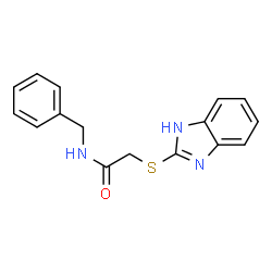 ChemSpider 2D Image | 2-(1H-Benzimidazol-2-ylsulfanyl)-N-benzylacetamide | C16H15N3OS