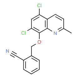 ChemSpider 2D Image | 2-{[(5,7-Dichloro-2-methyl-8-quinolinyl)oxy]methyl}benzonitrile | C18H12Cl2N2O