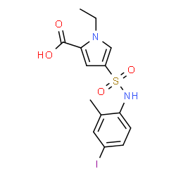 ChemSpider 2D Image | 1-Ethyl-4-[(4-iodo-2-methylphenyl)sulfamoyl]-1H-pyrrole-2-carboxylic acid | C14H15IN2O4S