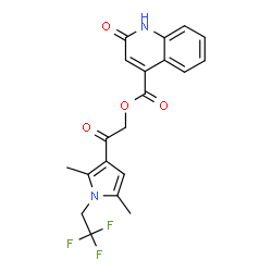 ChemSpider 2D Image | 2-[2,5-Dimethyl-1-(2,2,2-trifluoroethyl)-1H-pyrrol-3-yl]-2-oxoethyl 2-oxo-1,2-dihydro-4-quinolinecarboxylate | C20H17F3N2O4