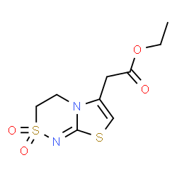 ChemSpider 2D Image | Ethyl (2,2-dioxido-3,4-dihydro[1,3]thiazolo[2,3-c][1,2,4]thiadiazin-6-yl)acetate | C9H12N2O4S2
