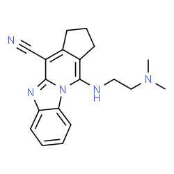 ChemSpider 2D Image | 11-{[2-(Dimethylamino)ethyl]amino}-2,3-dihydro-1H-cyclopenta[4,5]pyrido[1,2-a]benzimidazole-4-carbonitrile | C19H21N5