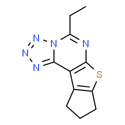 ChemSpider 2D Image | 5-Ethyl-9,10-dihydro-8H-cyclopenta[4,5]thieno[3,2-e]tetrazolo[1,5-c]pyrimidine | C11H11N5S