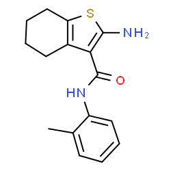 ChemSpider 2D Image | 2-Amino-N-(2-methylphenyl)-4,5,6,7-tetrahydro-1-benzothiophene-3-carboxamide | C16H18N2OS