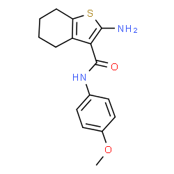 ChemSpider 2D Image | 2-Amino-N-(4-methoxyphenyl)-4,5,6,7-tetrahydro-1-benzothiophene-3-carboxamide | C16H18N2O2S