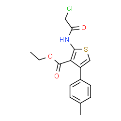 ChemSpider 2D Image | Ethyl 2-[(chloroacetyl)amino]-4-(4-methylphenyl)-3-thiophenecarboxylate | C16H16ClNO3S