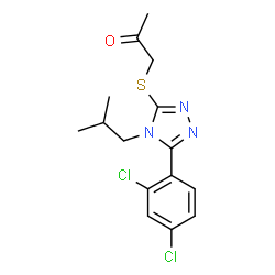 ChemSpider 2D Image | 1-{[5-(2,4-Dichlorophenyl)-4-isobutyl-4H-1,2,4-triazol-3-yl]sulfanyl}acetone | C15H17Cl2N3OS