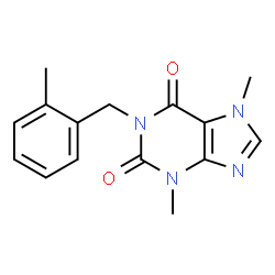 ChemSpider 2D Image | 3,7-Dimethyl-1-(2-methylbenzyl)-3,7-dihydro-1H-purine-2,6-dione | C15H16N4O2